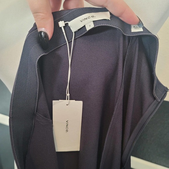 VINCE Pleated Midi Skirt In Lapis Slip Skirt Navy Blue Size 2 NWT Retails $325 - Picture 4 of 5